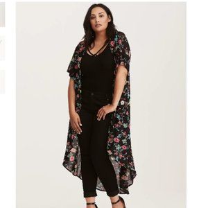 Torrid Floral Print Chiffon Maxi Kimono